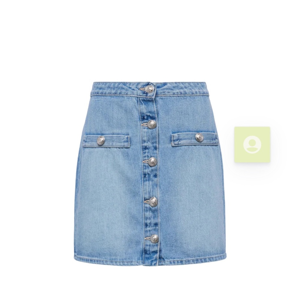 L'AGENCE Blue Button-Down Mini Skirt